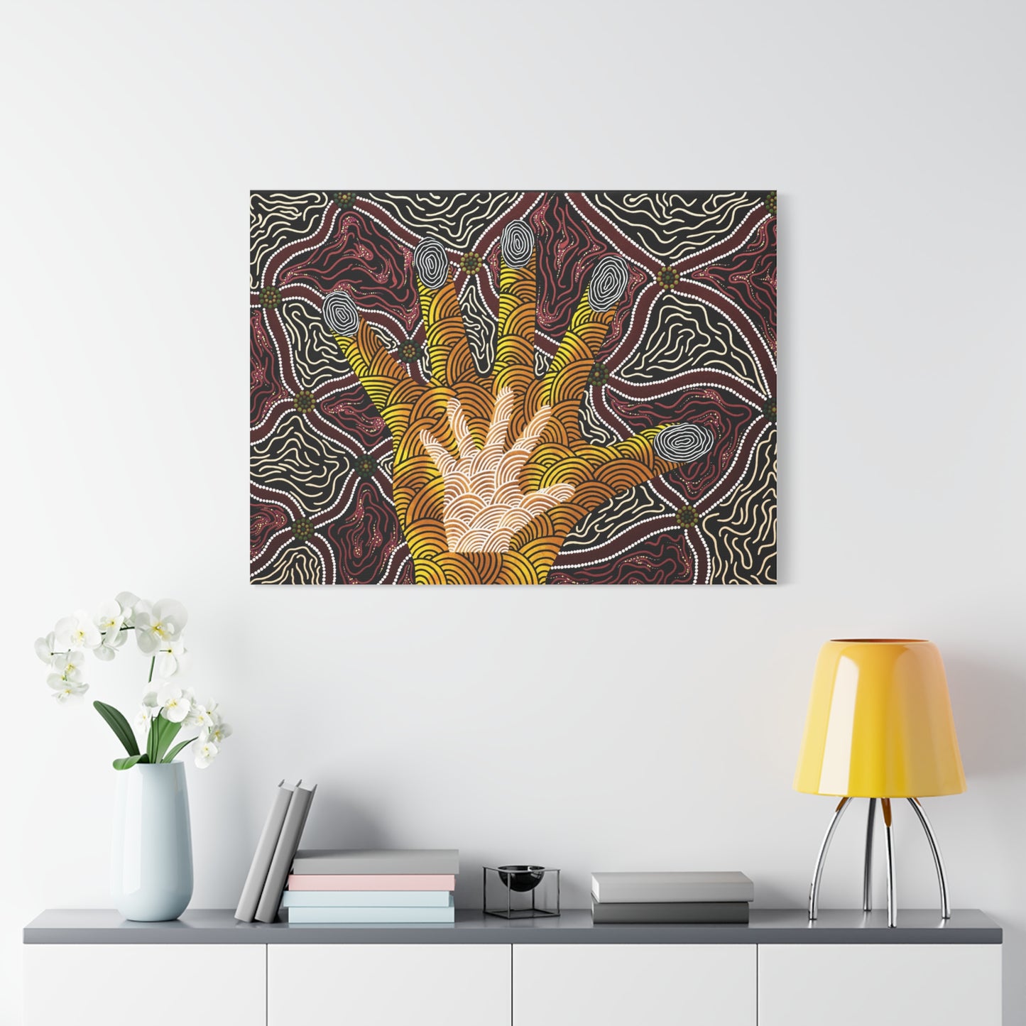 Artistic Wall Art Print, Hand-Inspired Home Decor, Boho Style Canvas, Unique Gift for Art Lovers, Vibrant Living Room Art