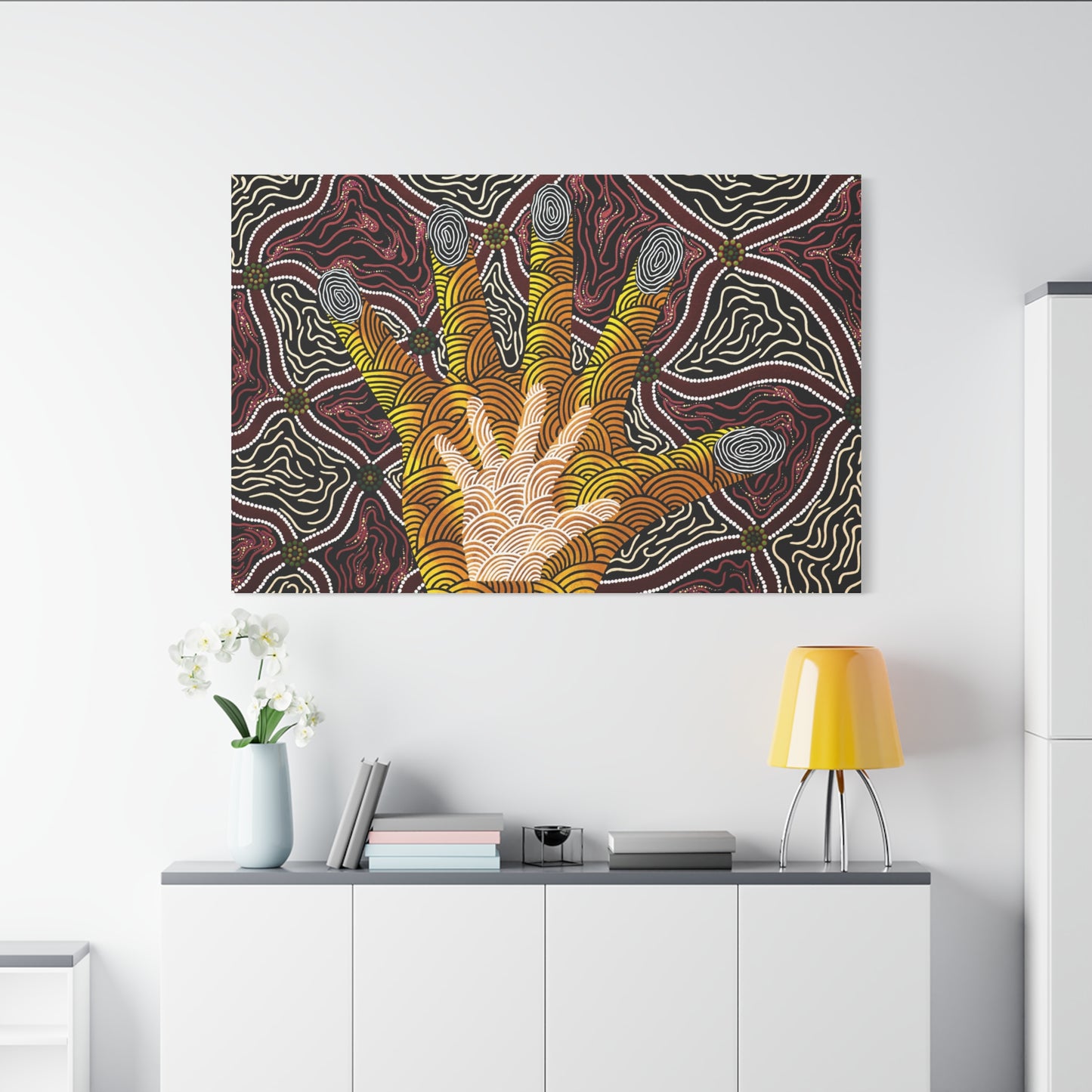 Artistic Wall Art Print, Hand-Inspired Home Decor, Boho Style Canvas, Unique Gift for Art Lovers, Vibrant Living Room Art